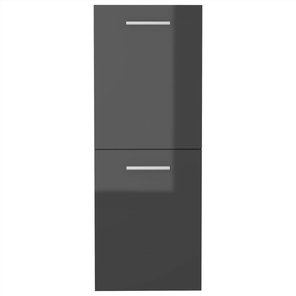 Bathroom Cabinet High Gloss Grey 30x30x80 cm Chipboard
