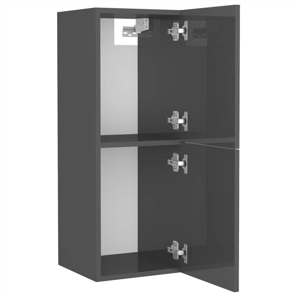 Bathroom Cabinet High Gloss Grey 30x30x80 cm Chipboard