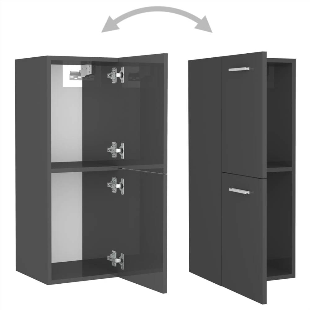 Bathroom Cabinet High Gloss Grey 30x30x80 cm Chipboard