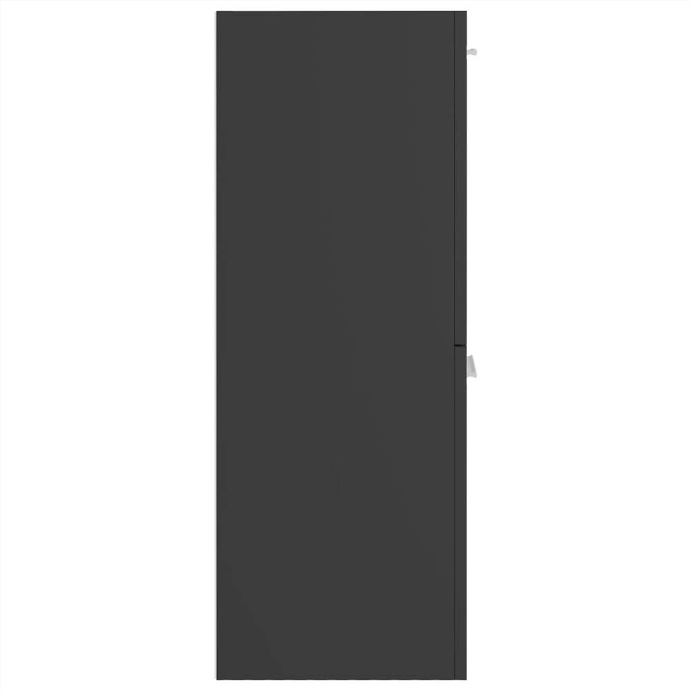 Bathroom Cabinet High Gloss Grey 30x30x80 cm Chipboard