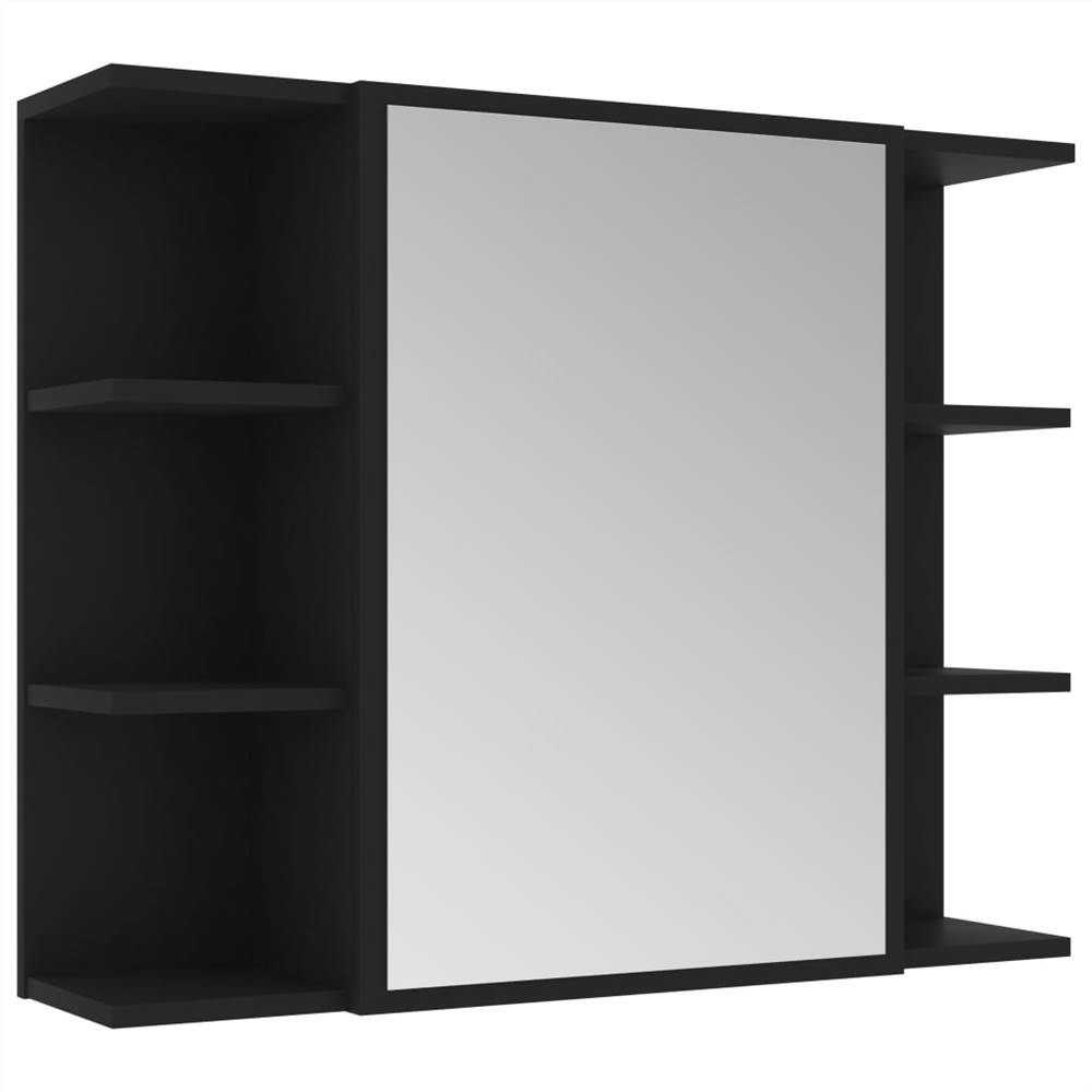 Bathroom Mirror Cabinet Black 80x20.5x64 cm Chipboard