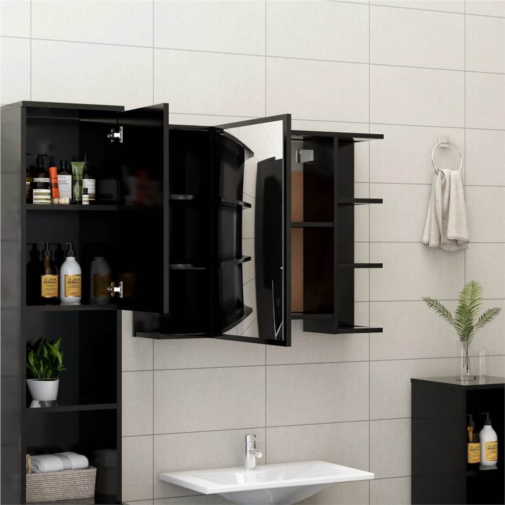 Bathroom Mirror Cabinet Black 80x20.5x64 cm Chipboard