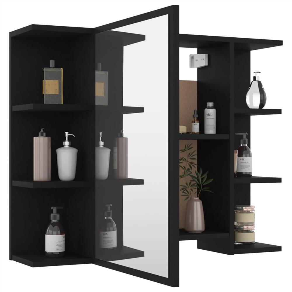 Bathroom Mirror Cabinet Black 80x20.5x64 cm Chipboard