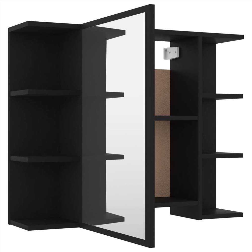 Bathroom Mirror Cabinet Black 80x20.5x64 cm Chipboard