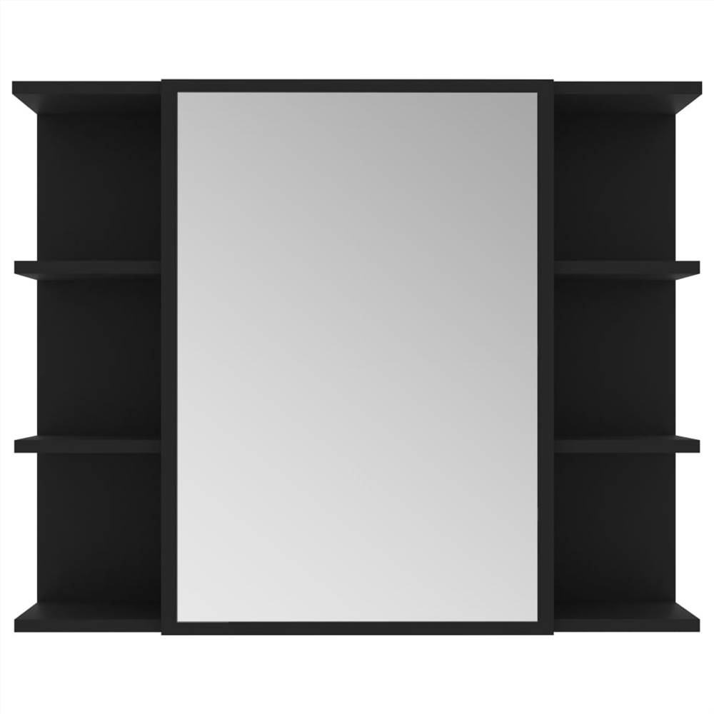 Bathroom Mirror Cabinet Black 80x20.5x64 cm Chipboard