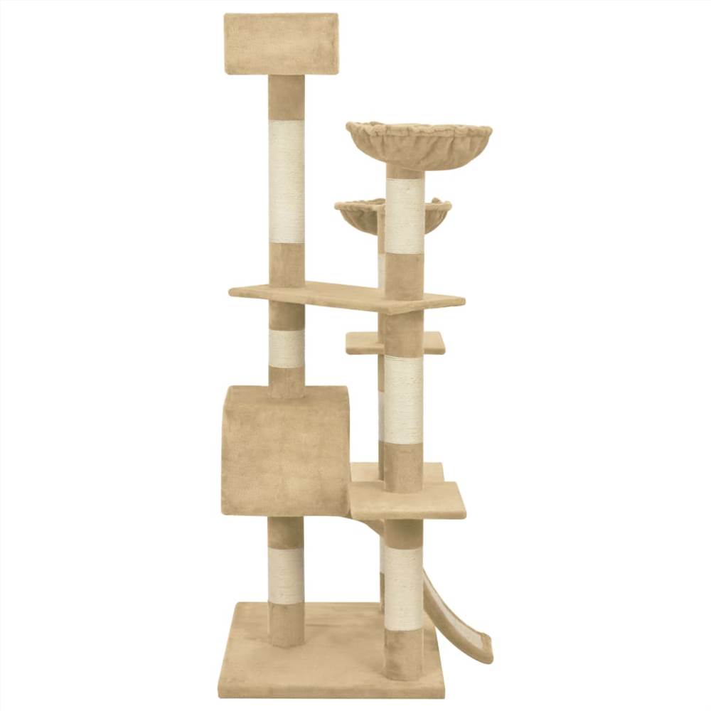 Cat Tree with Sisal Scratching Posts Beige 183 cm XXL