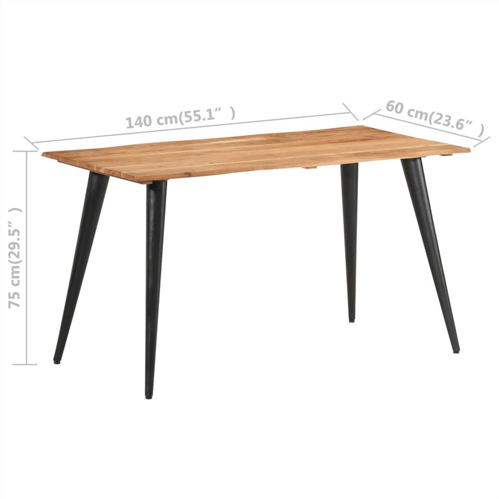 Dining Table with Live Edges 140x60x75 cm Solid Acacia Wood