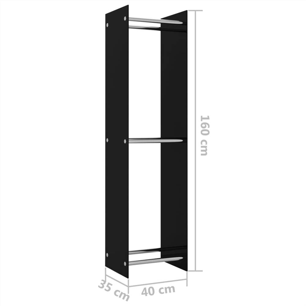 Firewood Rack Black 40x35x160 cm Glass