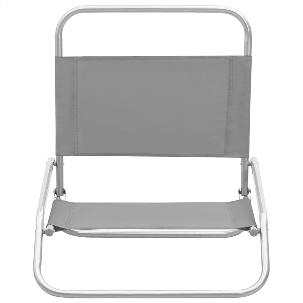 Folding Beach Chairs 2 pcs Grey Fabric