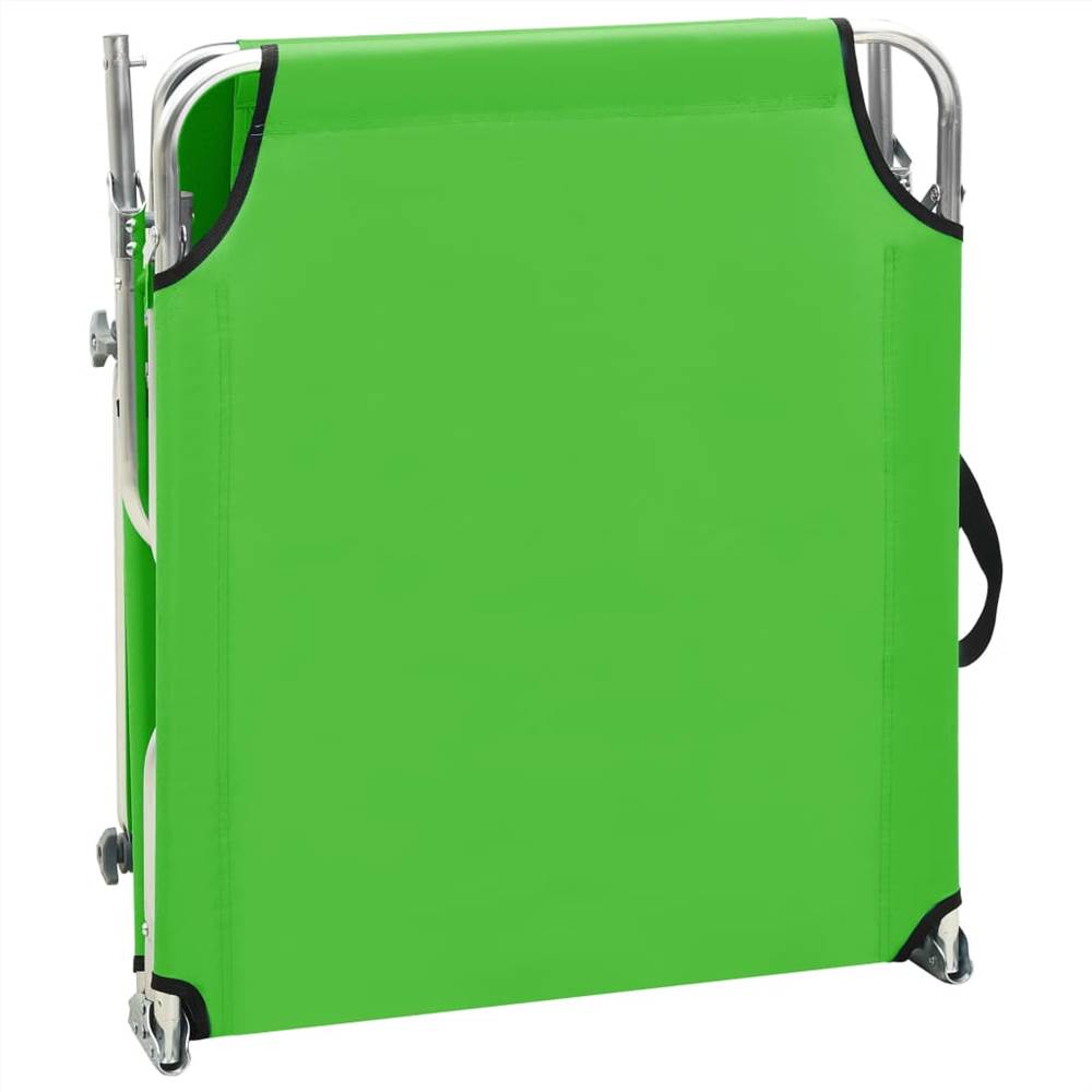 Folding Sun Lounger with Canopy Green Aluminium