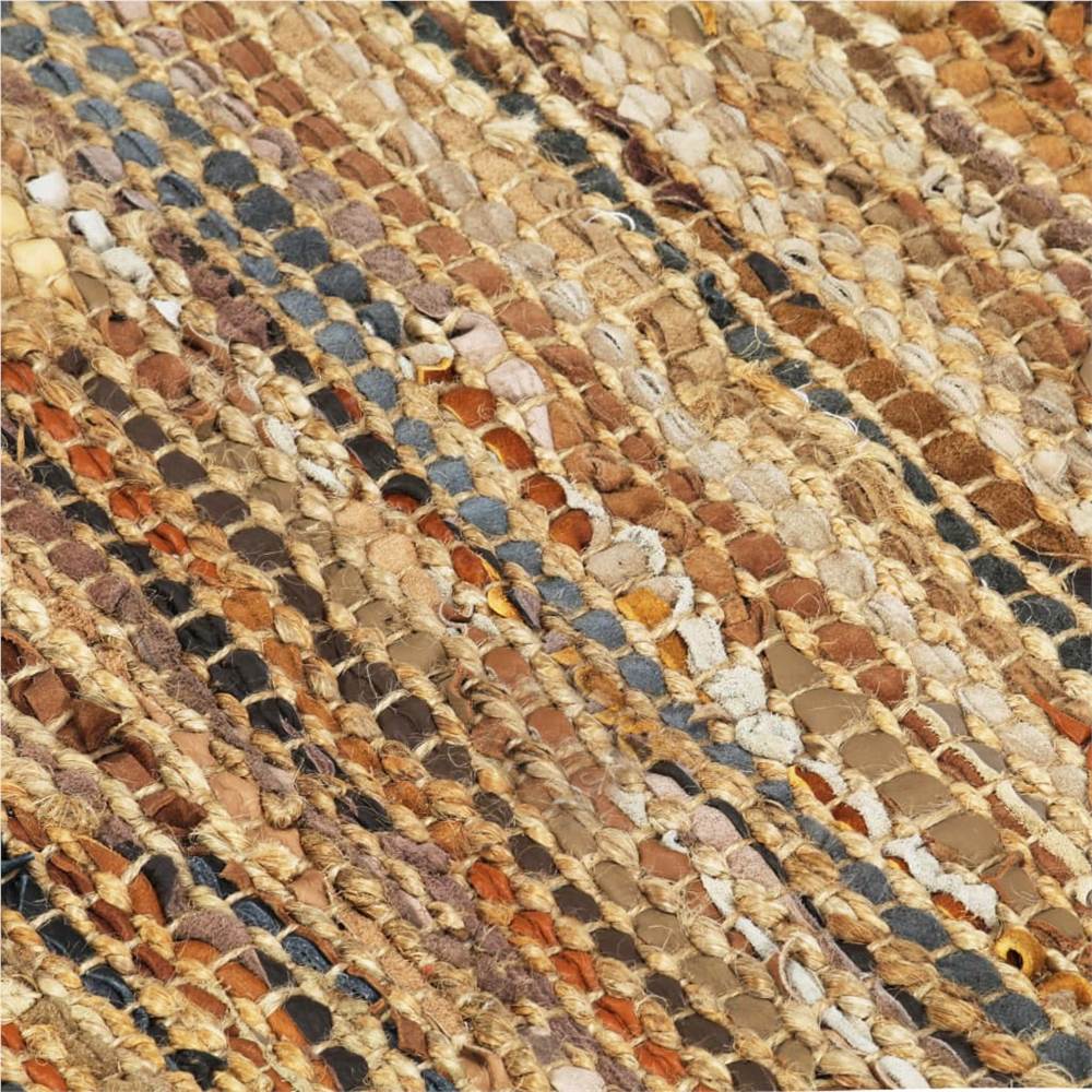 Hand-woven Chindi Rug Leather Jute 160x230 cm Tan