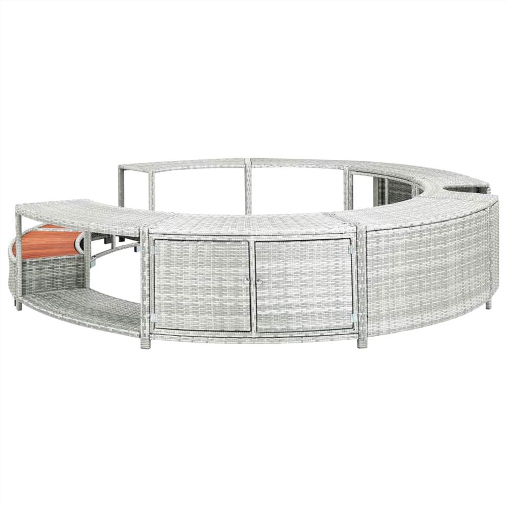 Spa Surround Light Grey Poly Rattan