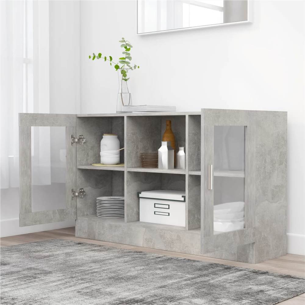 Vitrine Cabinet Concrete Grey 120x30.5x70 cm Chipboard