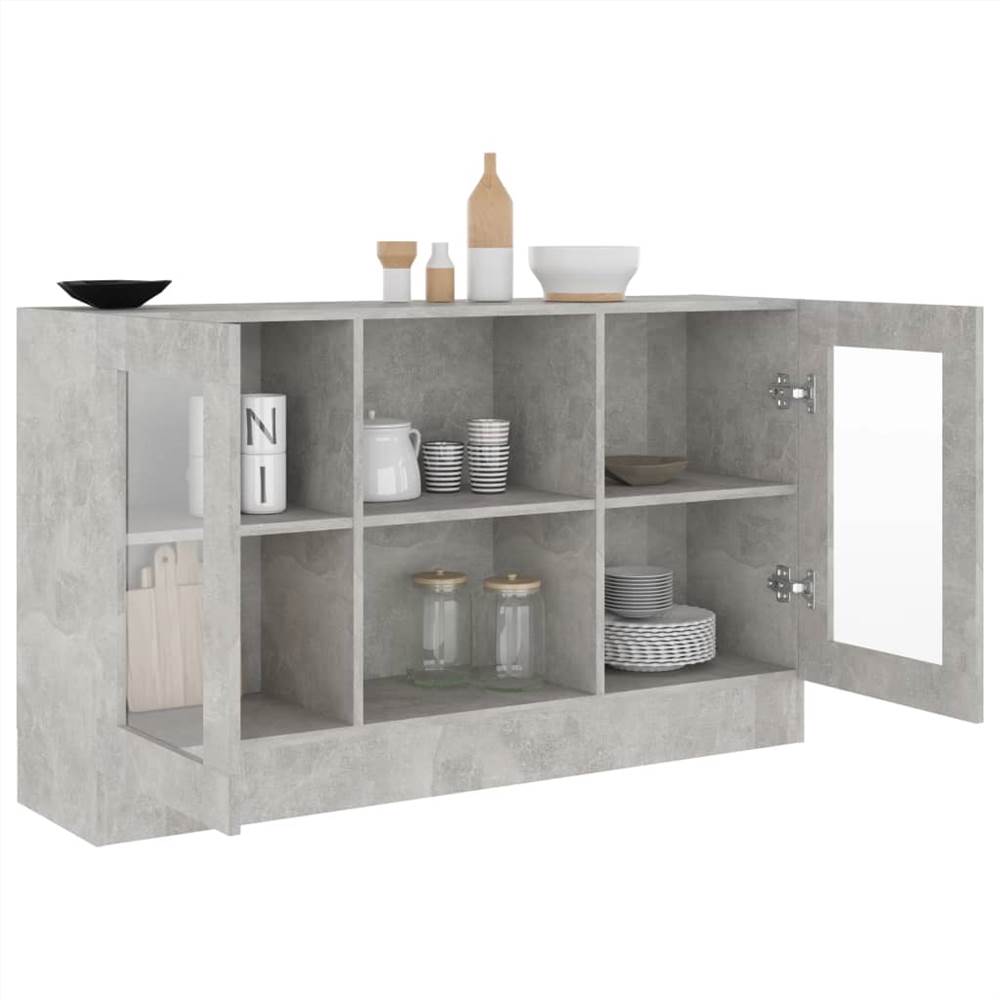 Vitrine Cabinet Concrete Grey 120x30.5x70 cm Chipboard