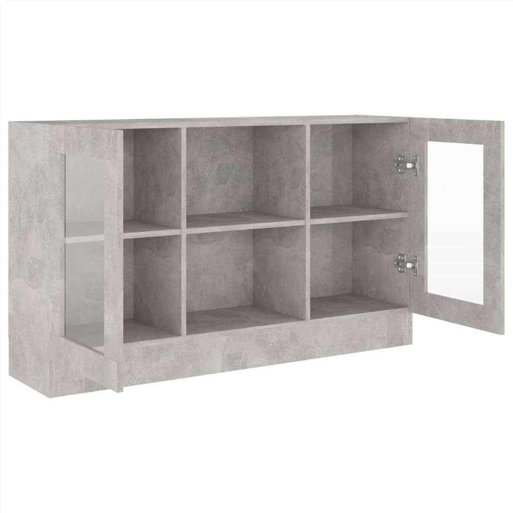 Vitrine Cabinet Concrete Grey 120x30.5x70 cm Chipboard