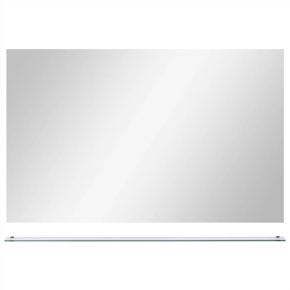 Wall Mirror with Shelf 100x60 cm Tempered Glass