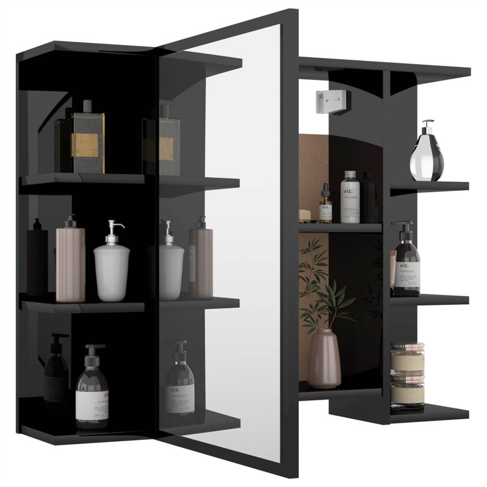 3 Piece Bathroom Furniture Set High Gloss Black Chipboard