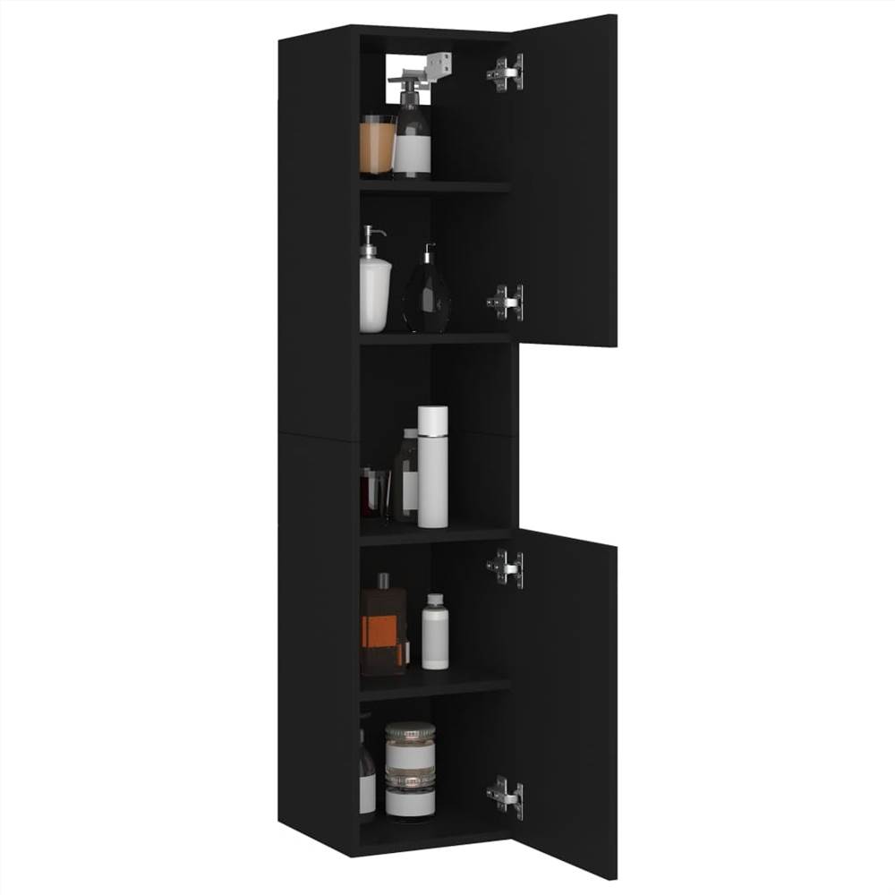 Bathroom Cabinet Black 30x30x130 cm Chipboard