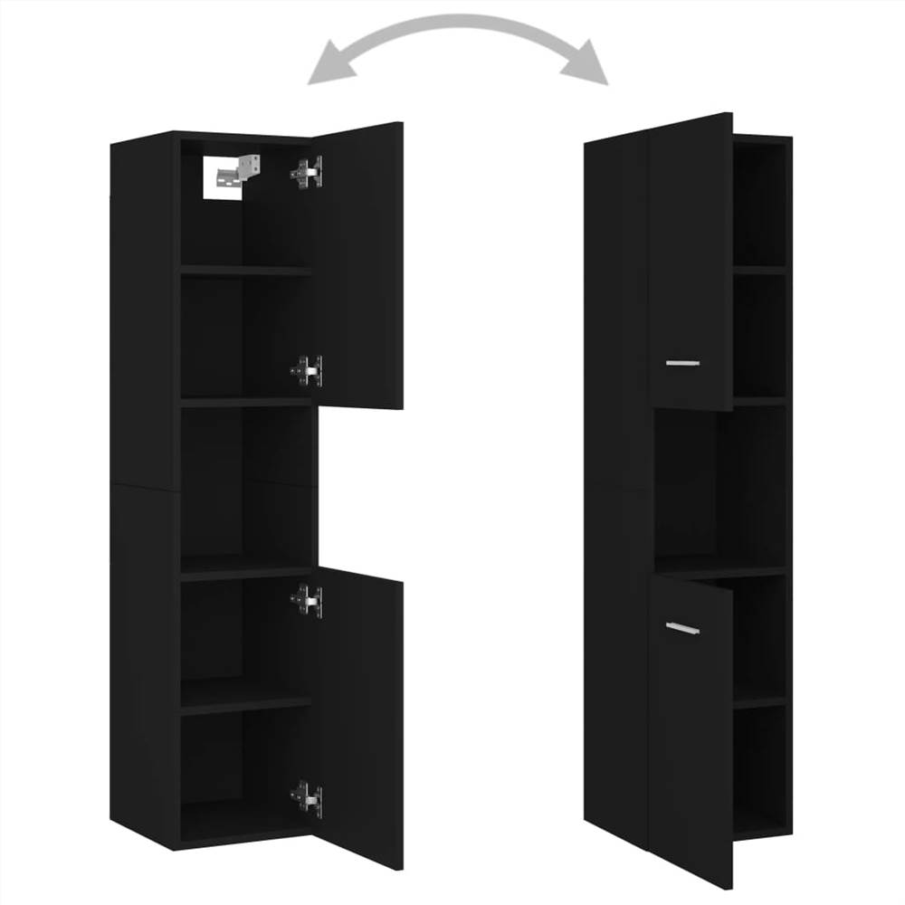 Bathroom Cabinet Black 30x30x130 cm Chipboard