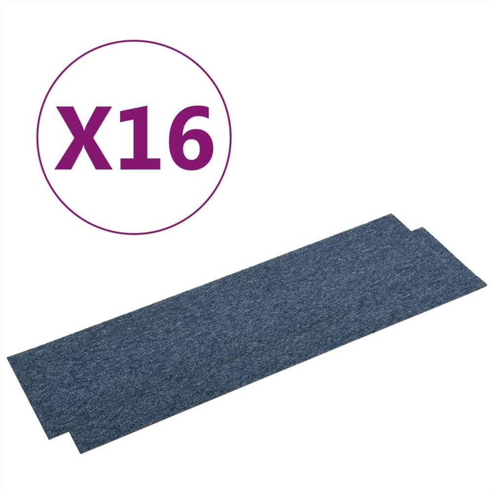 Carpet Floor Tiles 16 pcs 4 m² 25x100 cm Blue