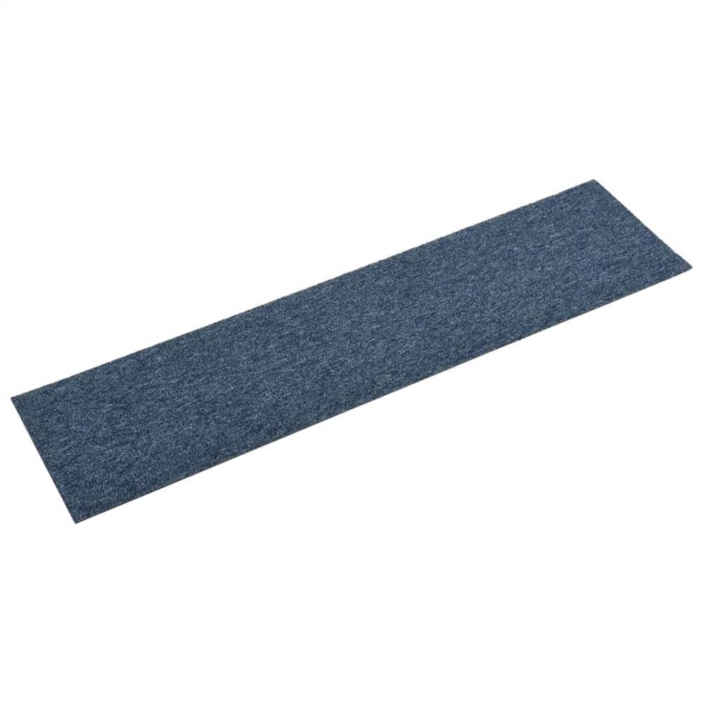 Carpet Floor Tiles 16 pcs 4 m² 25x100 cm Blue