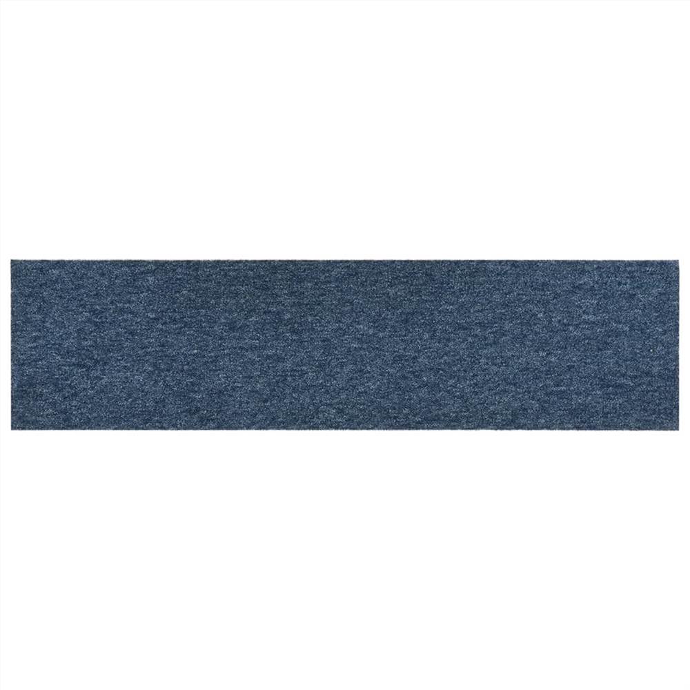 Carpet Floor Tiles 16 pcs 4 m² 25x100 cm Blue
