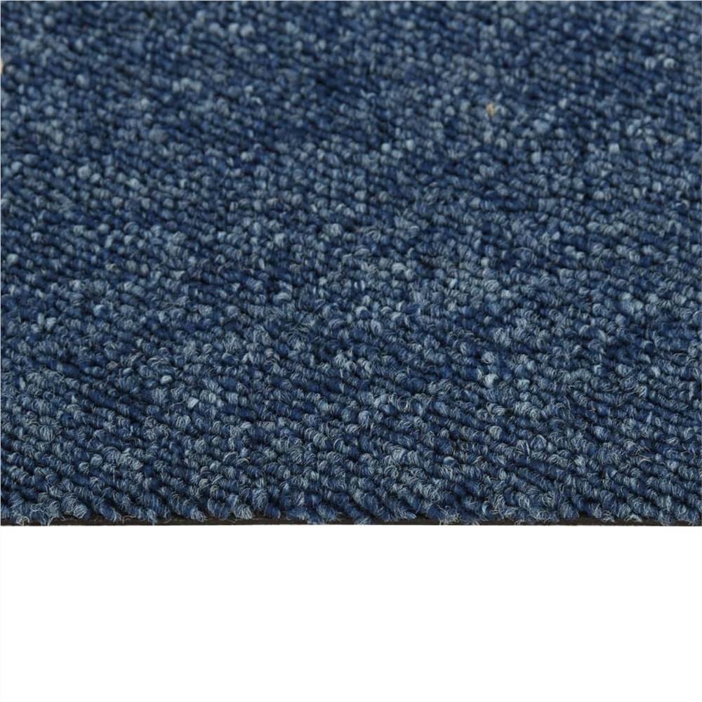 Carpet Floor Tiles 16 pcs 4 m² 25x100 cm Blue