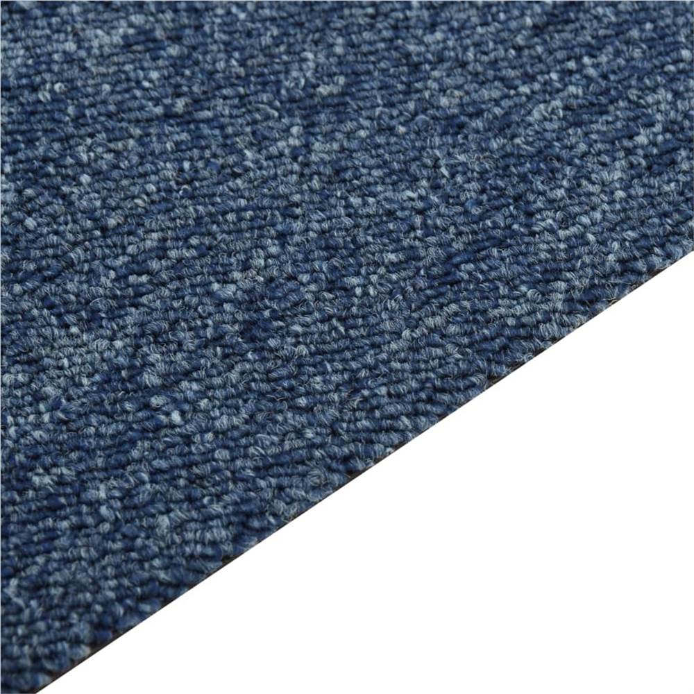 Carpet Floor Tiles 16 pcs 4 m² 25x100 cm Blue