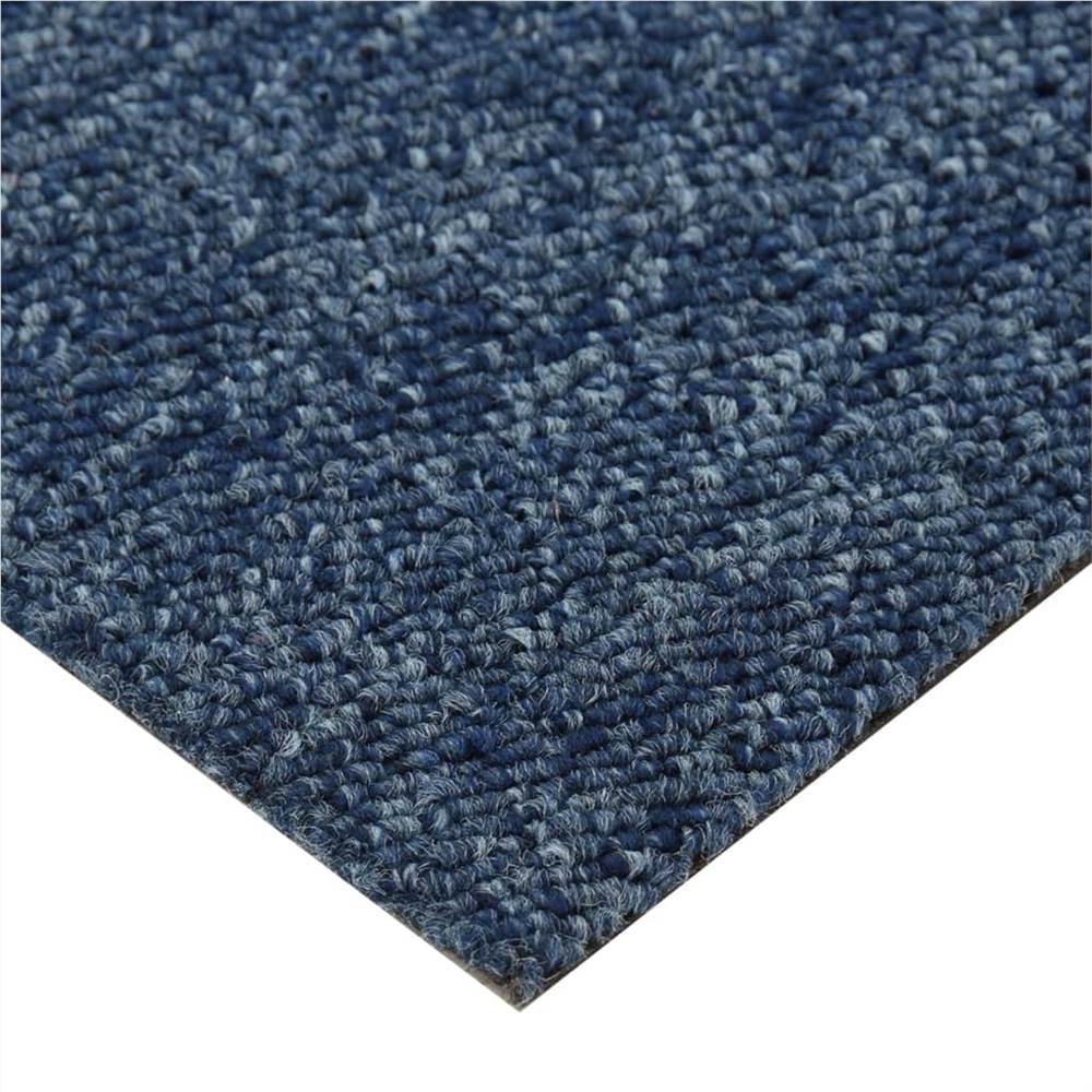 Carpet Floor Tiles 16 pcs 4 m² 25x100 cm Blue
