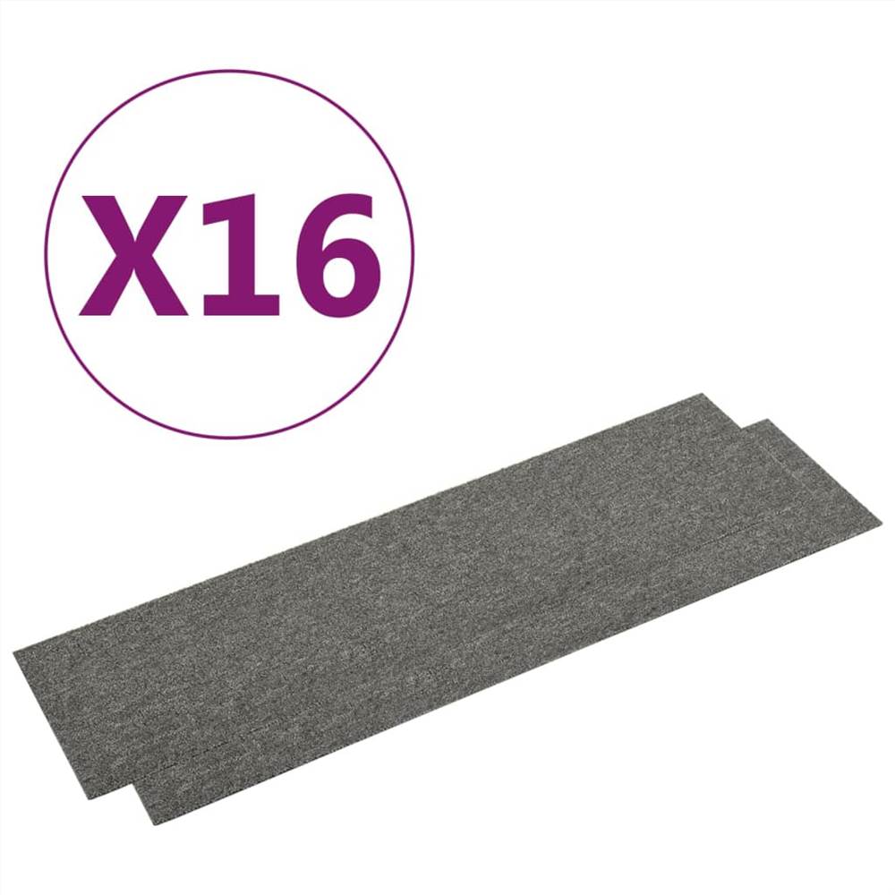 Carpet Floor Tiles 16 pcs 4 m² 25x100 cm Grey