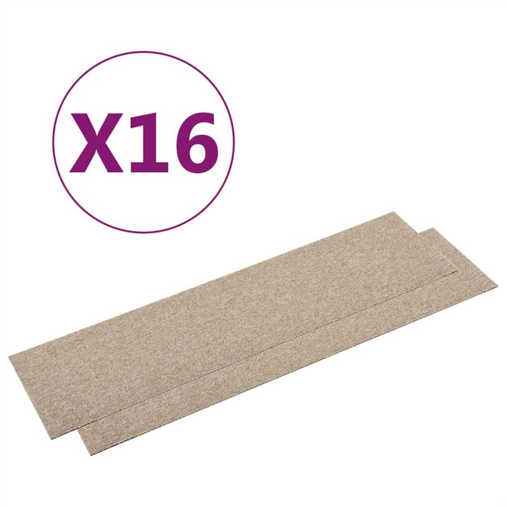 Carpet Floor Tiles 16 pcs 4 m² 25x100 cm Light Beige
