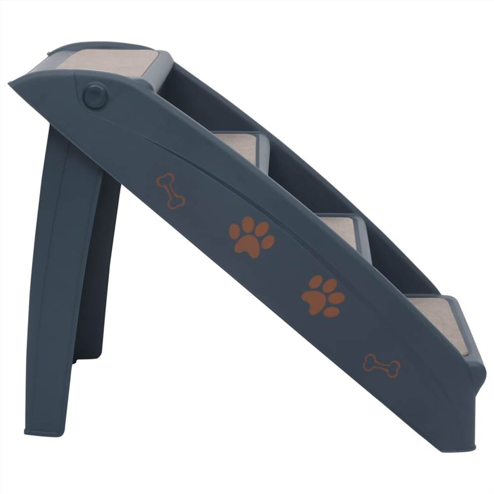 Folding 4-Step Dog Stairs Dark Grey