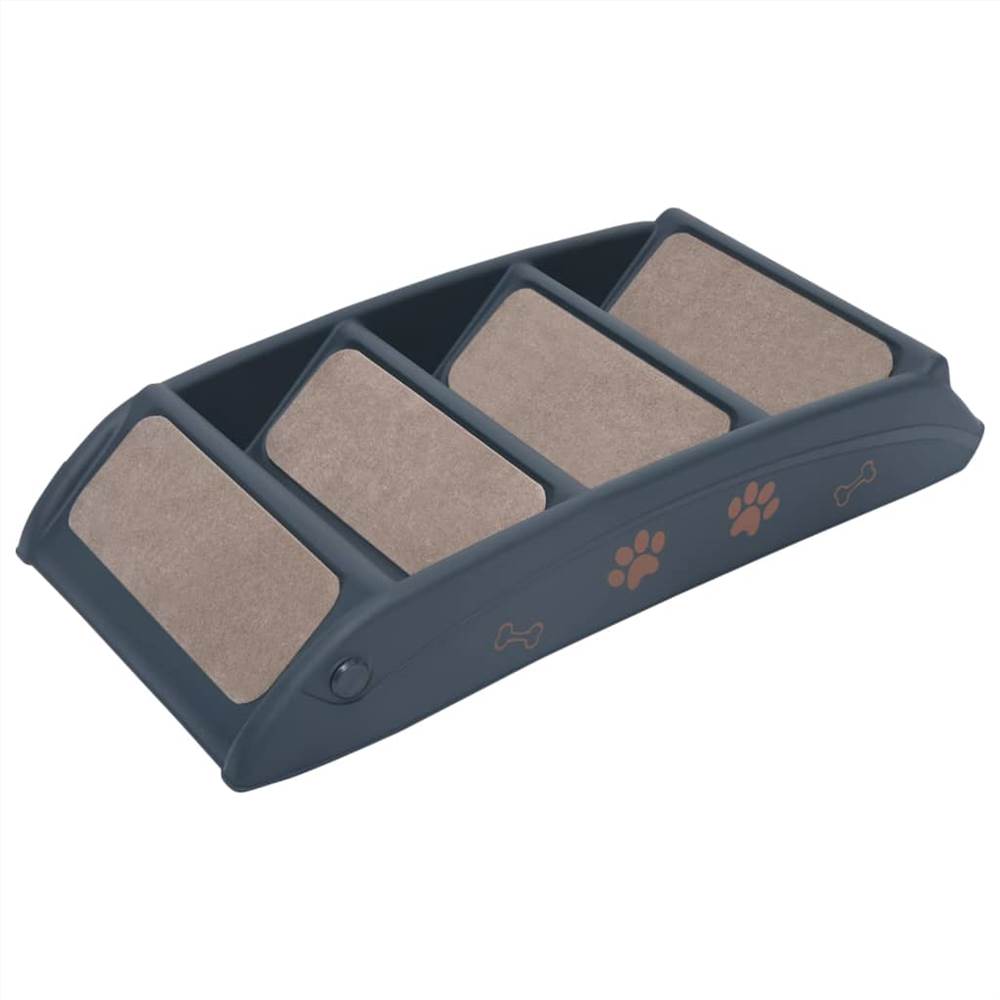 Folding 4-Step Dog Stairs Dark Grey