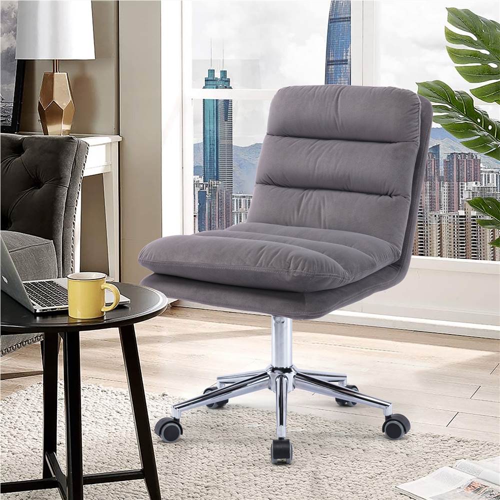 

COOLMORE Velvet Swivel Chair Height Adjustable with Ergonomic Curved Backrest and Casters for Living Room, Bedroom, Dining Room, Office - Gray