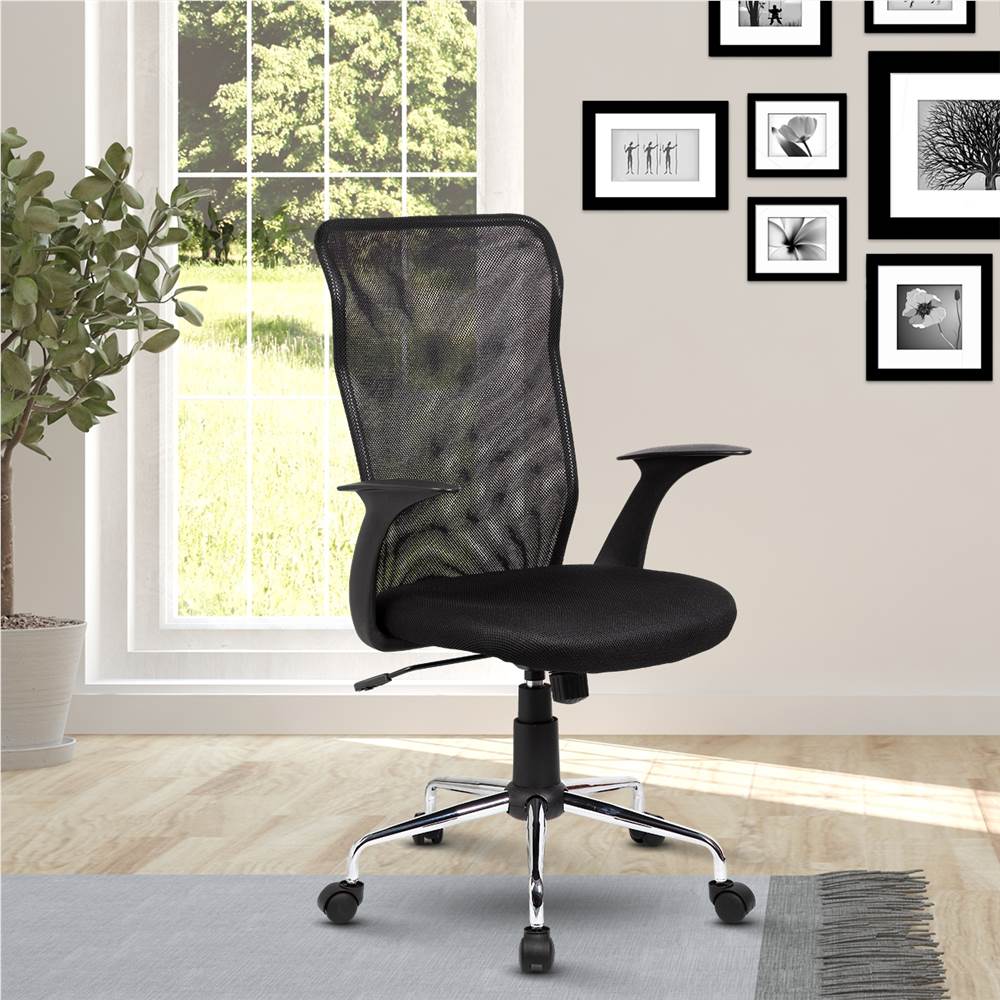 

Techni Home Office Adjustable Rotatable Chair with Ergonomic Mesh Backrest and Casters - Black
