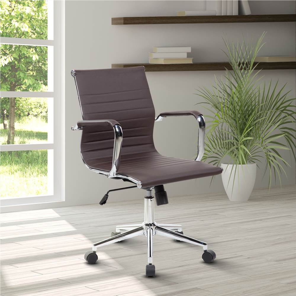

Techni Home Office Adjustable Rotatable Chair with Ergonomic Backrest and Lumbar Support - Brown