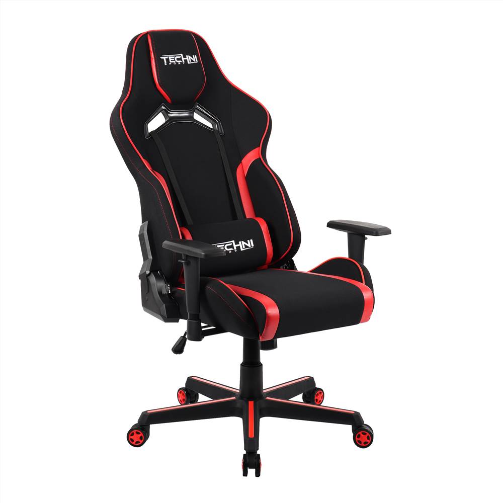

Techni Home Office Fabric Adjustable Rotatable Gaming Chair with Ergonomic High Backrest and Lumbar Support - Red