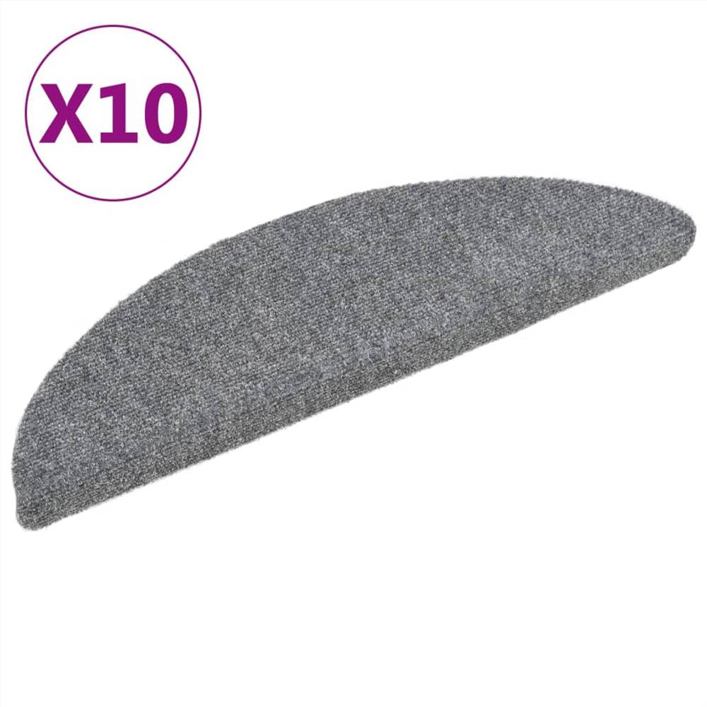 Self-adhesive Stair Mats 10 pcs Light Grey 54x16x4 cm Needle Punch