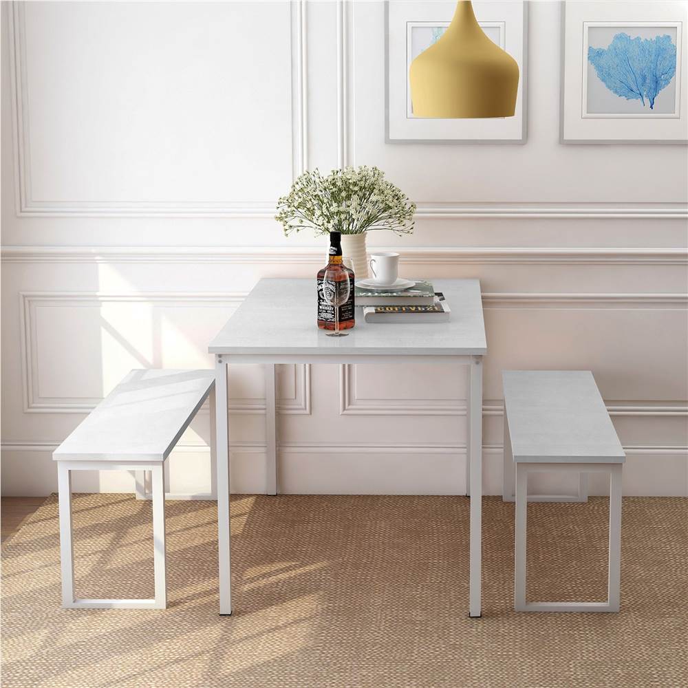 TOPMAX 3 Piece Dining Set, Including 1 Table, and 2 Benches, for Small Apartment, Studio, Kitchen - White
TOPMAX 3 Piece Dining Set, Including 1 Table, and 2 Benches, for Small Apartment, Studio, Kitchen - White