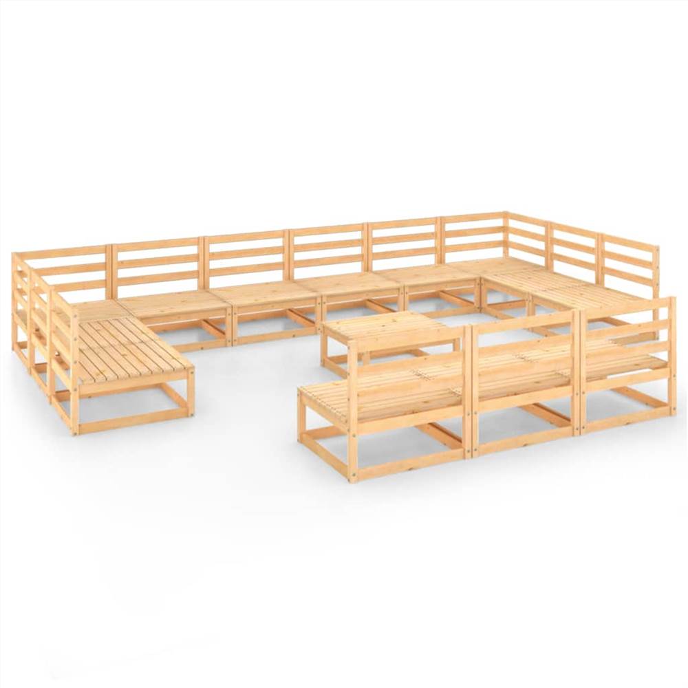 14 Piece Garden Lounge Set Solid Pinewood