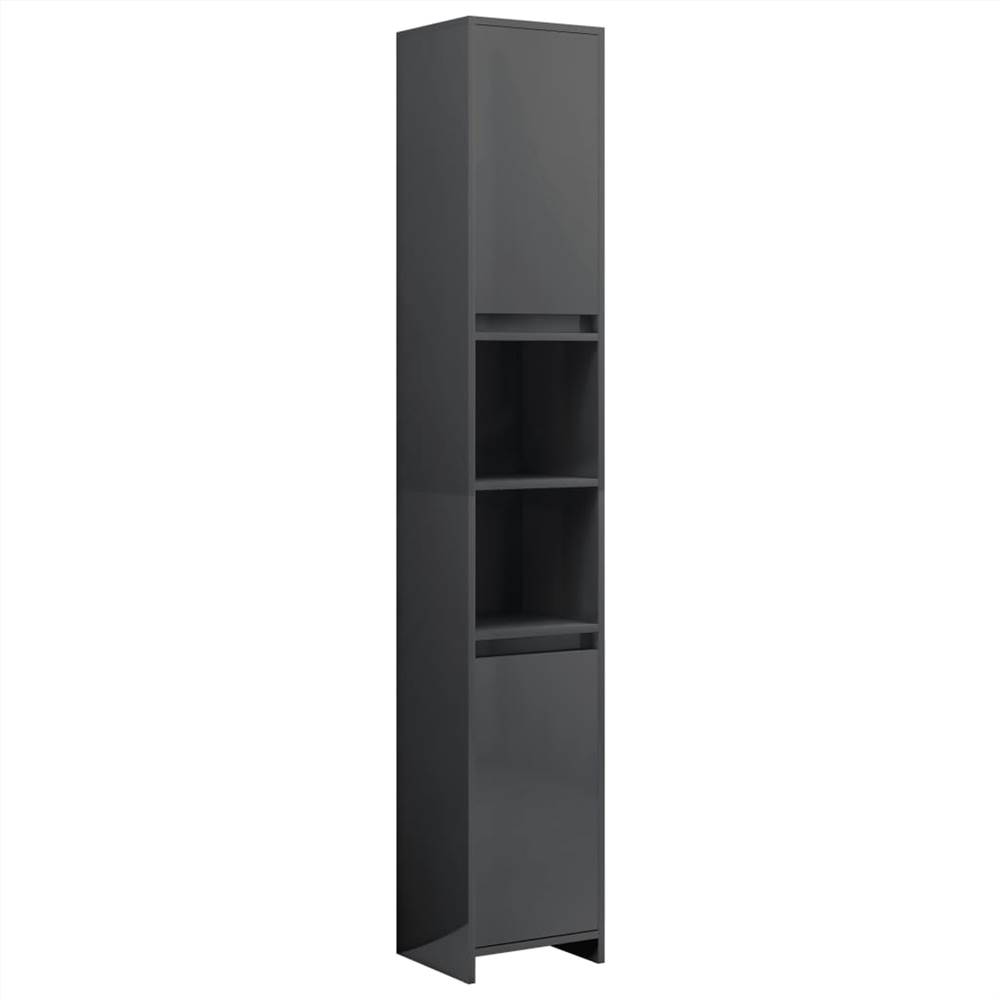 Bathroom Cabinet High Gloss Grey 30x30x183.5 cm Chipboard