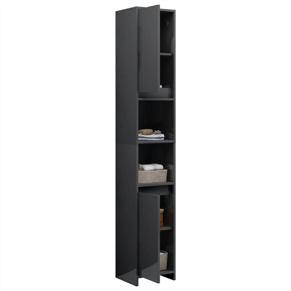 Bathroom Cabinet High Gloss Grey 30x30x183.5 cm Chipboard