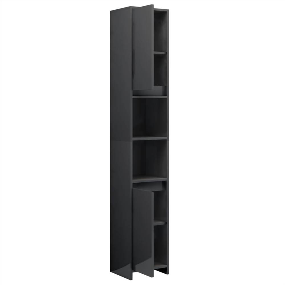 Bathroom Cabinet High Gloss Grey 30x30x183.5 cm Chipboard