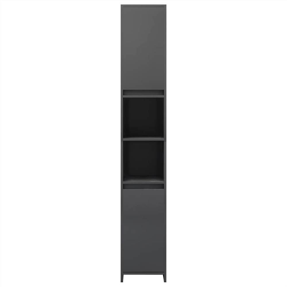 Bathroom Cabinet High Gloss Grey 30x30x183.5 cm Chipboard