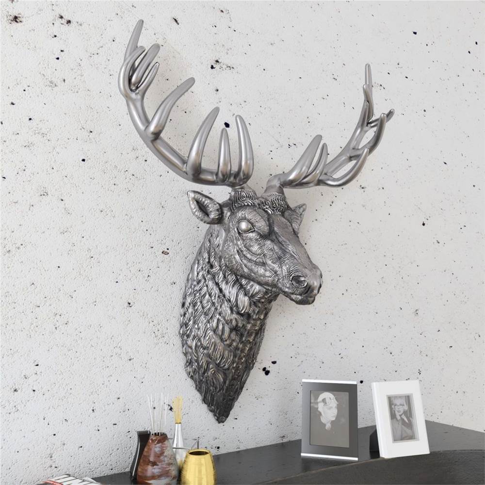 Deer Head Decoration Wall-Mounted Aluminium Silver