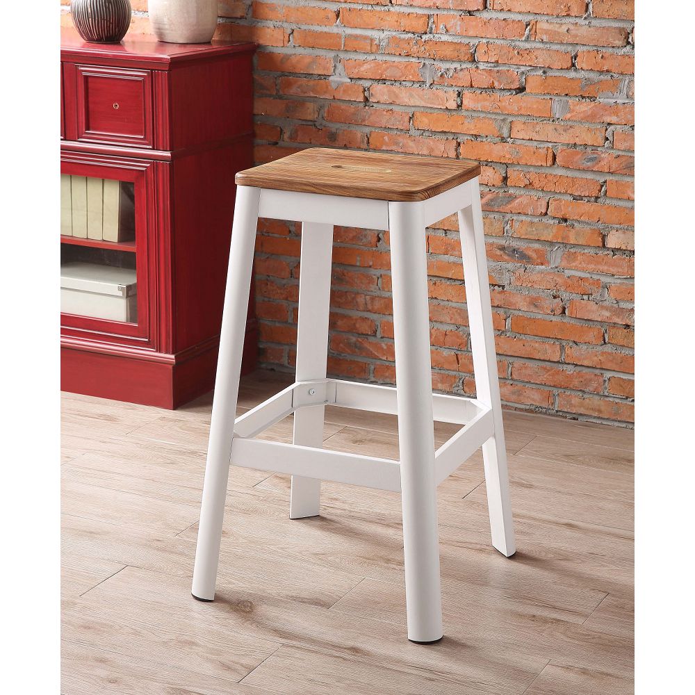 

ACME Jacotte Wood Bar Stool with Metal Legs, for Restaurant, Cafe, Tavern, Office, Living Room - White