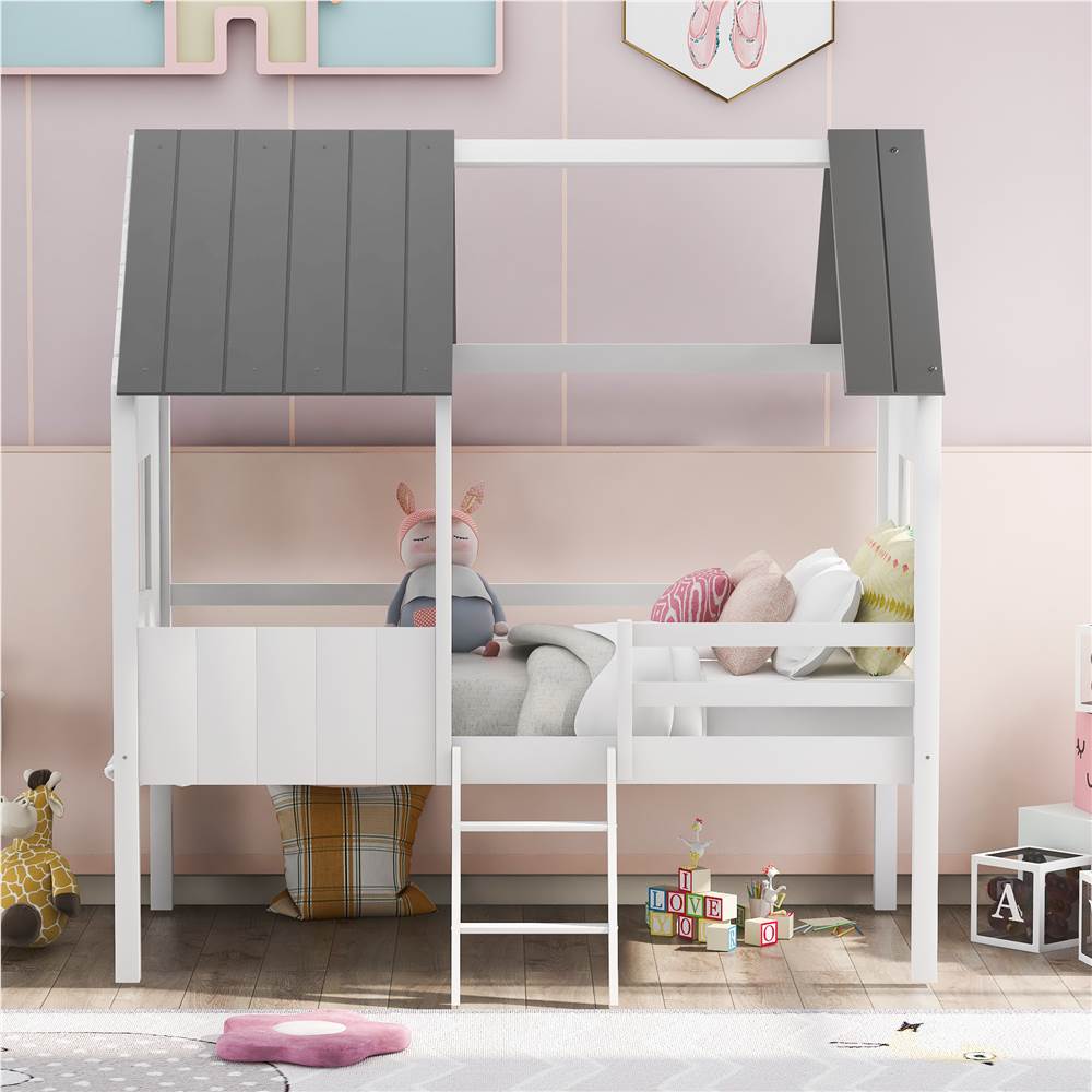 Twin-Size House-Shaped Loft Bed Frame with Two Side Windows and Wooden Slats Support, No Box Spring Required, for Kids, Teens, Boys, Girls (Frame Only) - Normal Gray + Normal White
Twin-Size House-Shaped Loft Bed Frame with Two Side Windows and Wooden Slats Support, No Box Spring Required, for Kids, Teens, Boys, Girls (Frame Only) - Normal Gray + Normal White