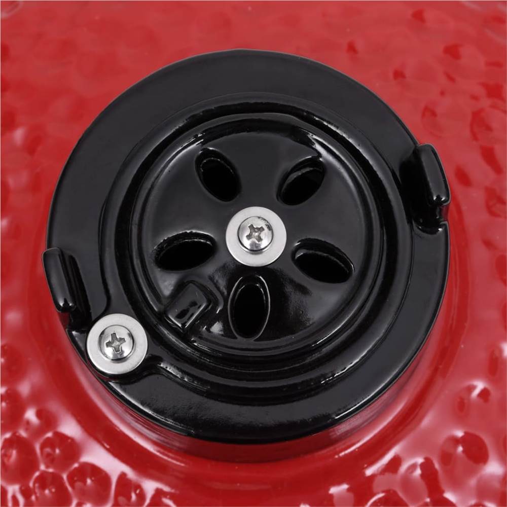 2-in-1 Kamado Barbecue Grill Smoker Ceramic 56 cm Red
