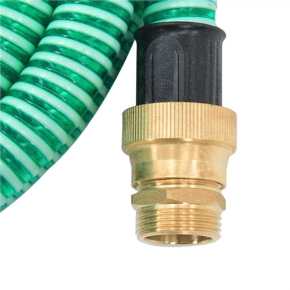 Suction Hose with Brass Connectors 15 m 25 mm Green