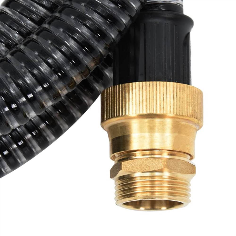 Suction Hose with Brass Connectors 25 m 25 mm Black